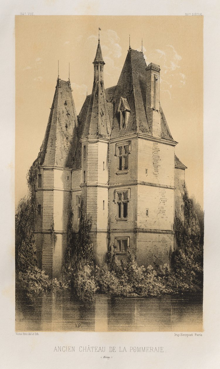 ...pl. 94, entinen Château de la Pommeraie Aisne, 1860. tekijältä Victor Petit