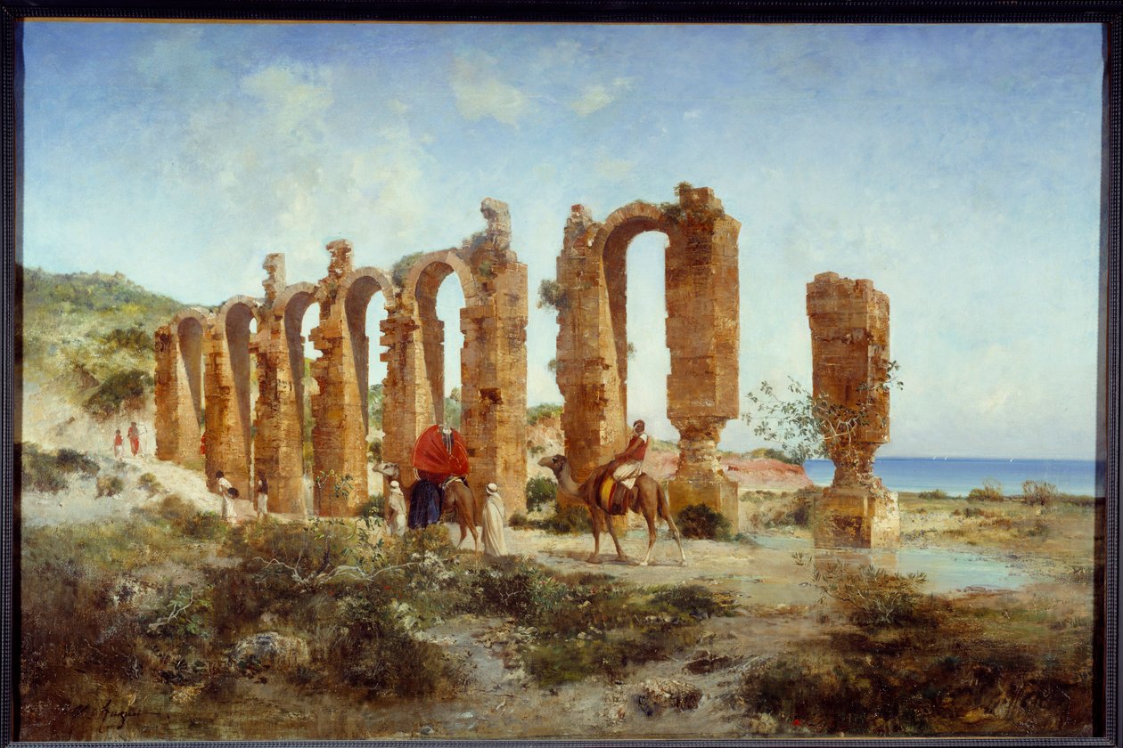 Roomalainen akvedukti Cherchellissä (Algeria). Victor Pierre Huguetin (1835-1902) maalaus tekijältä Victor Pierre Huguet