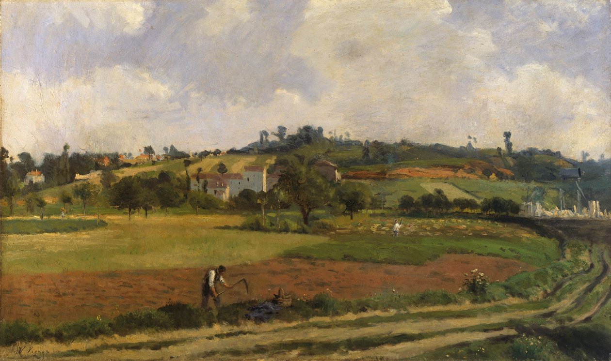 Maisema Pontoisen lähellä, noin 1877-85 (öljy kankaalle). tekijältä Victor Vignon