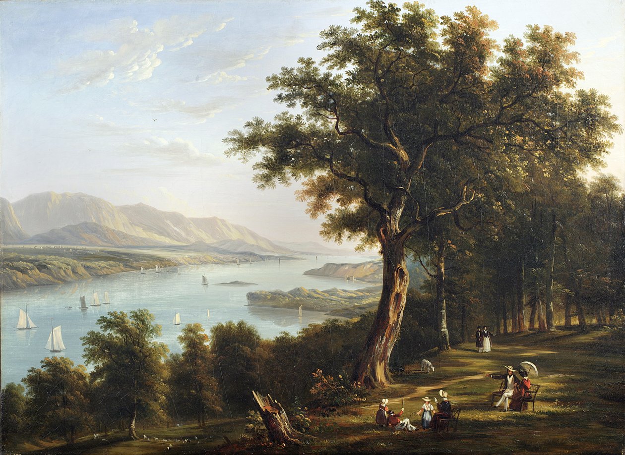 Näkymä Hyde Parkista Hudson-joella, 1845 tekijältä Victor de Grailly