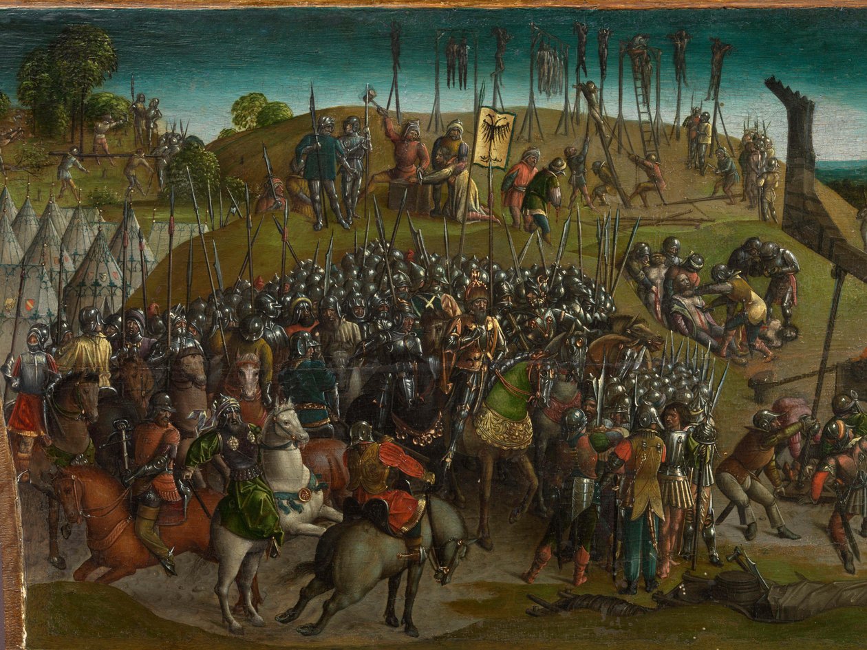 Tiituksen tekemä Jerusalemin valloitus (predella) tekijältä Vienna Master of Mary of Burgundy