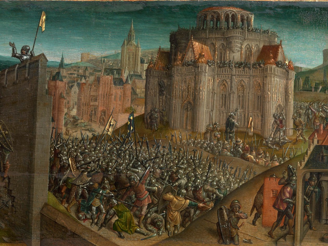 Tiituksen tekemä Jerusalemin valloitus (predella) tekijältä Vienna Master of Mary of Burgundy