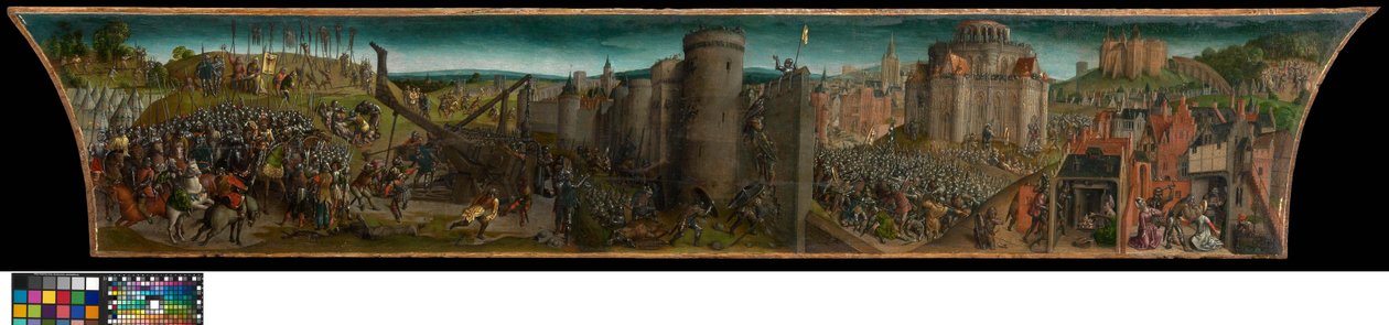 Tiituksen tekemä Jerusalemin valloitus (predella) tekijältä Vienna Master of Mary of Burgundy