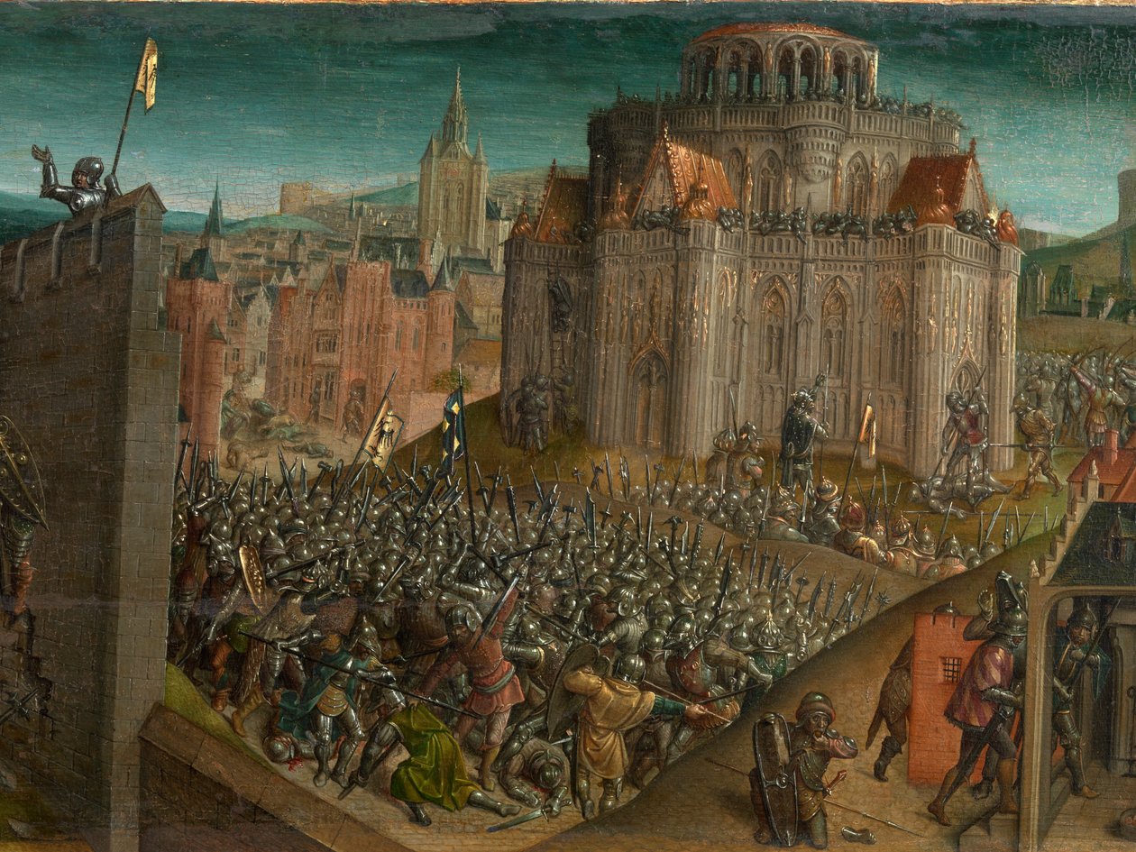Cucerirea Ierusalimului de către Titus (ulei pe panou) (detaliu din 470981) finlandeză tekijältä Vienna Master of Mary of Burgundy