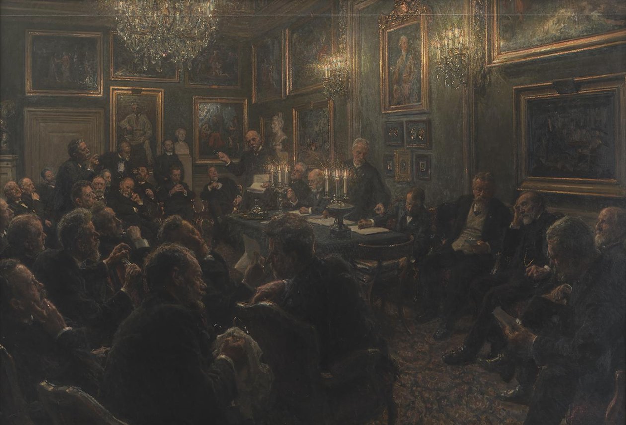 Akatemian neuvostokokous Charlottenborgissa vuonna 1904 tekijältä Viggo Johansen