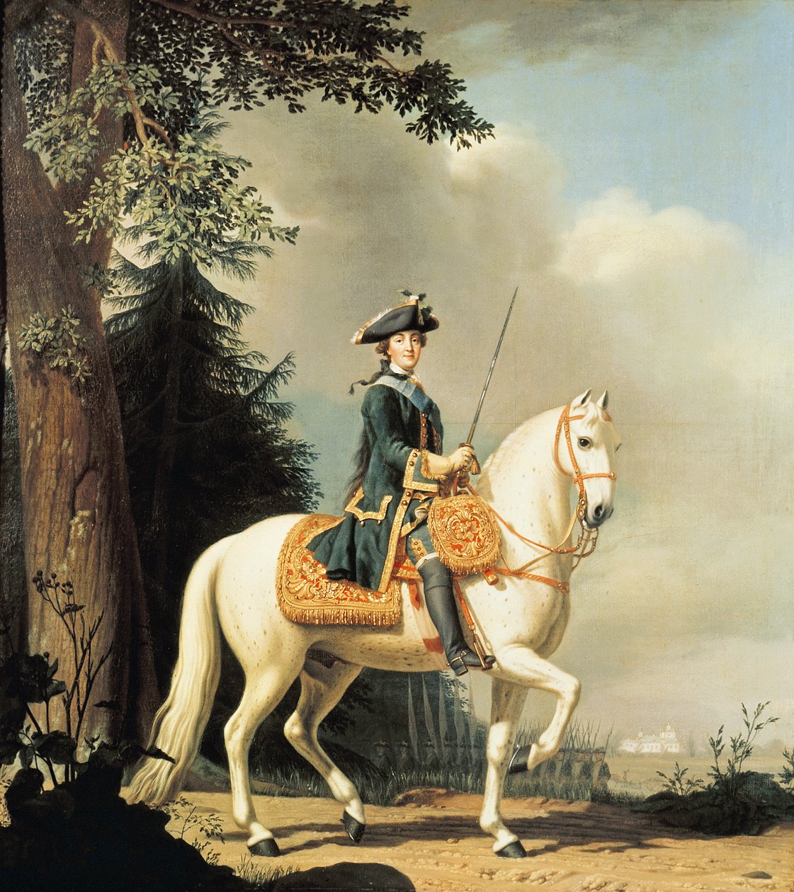 Katariina II:n (1729-96) Venäjän Suuren ratsastusmuotokuva tekijältä Vigilius Erichsen