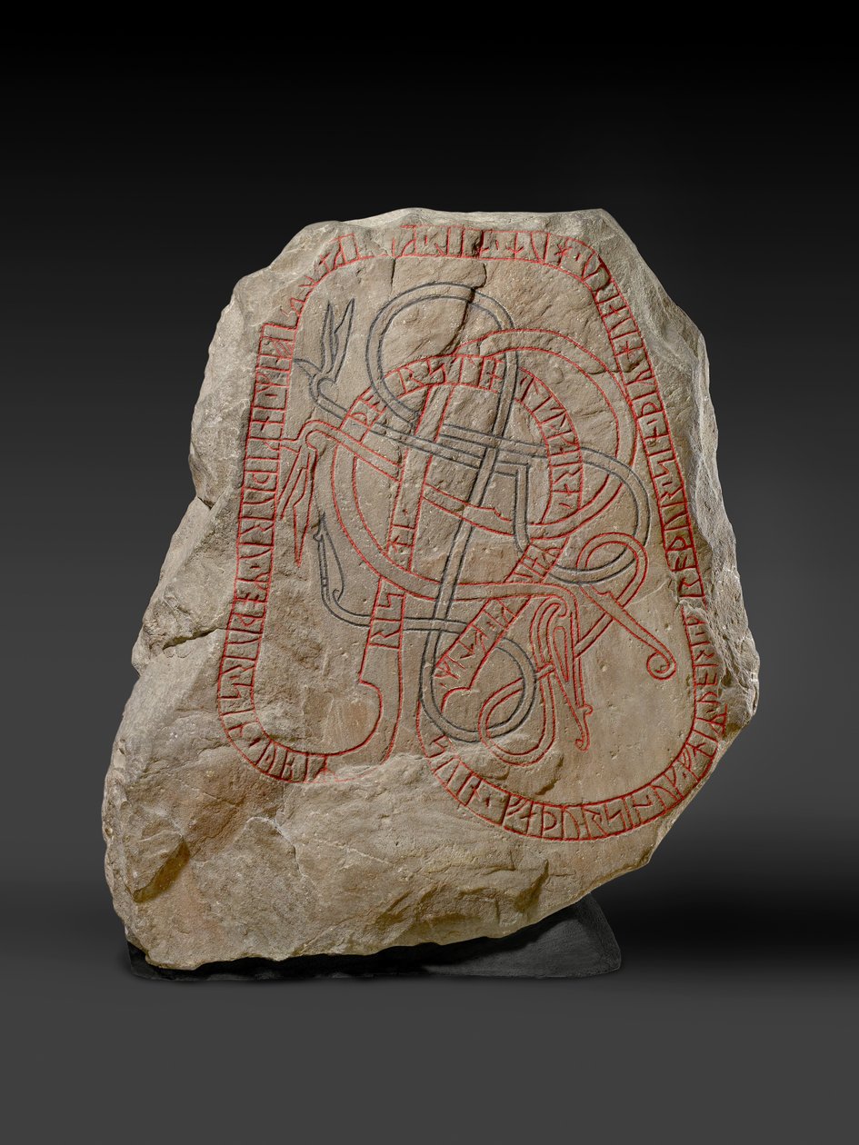 Riimukivi punaisella kaiverruksella, n.787-1100 tekijältä Viking