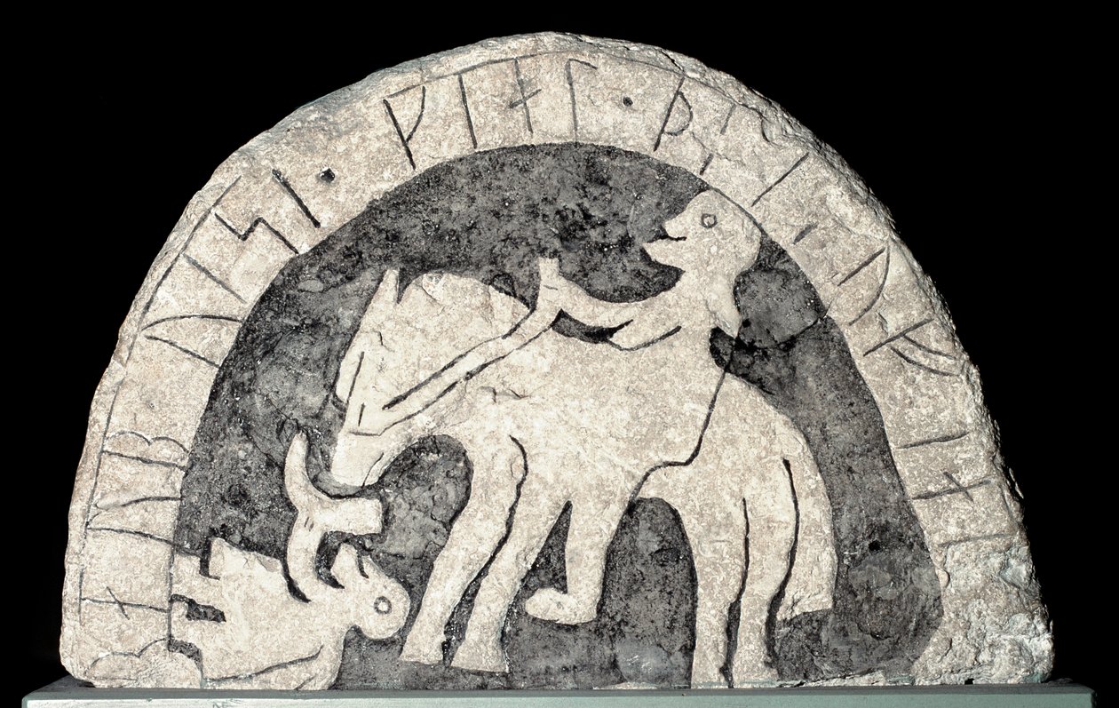 Riimukivi ratsumiehen kanssa tekijältä Viking