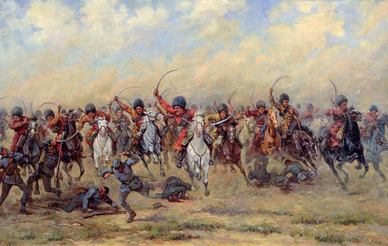"Savage-divisioonan" hyökkäys Itävallan jalkaväkeä vastaan, 1916-17 tekijältä Viktor Viketyevich Masurovsky