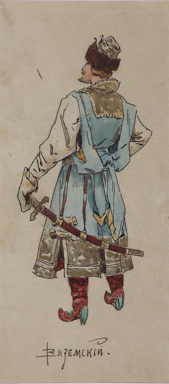 Pukusuunnittelu A. Rubinsteinin oopperaan Kauppias Kalashnikov, 1901 tekijältä Viktor Andreyevich Simov