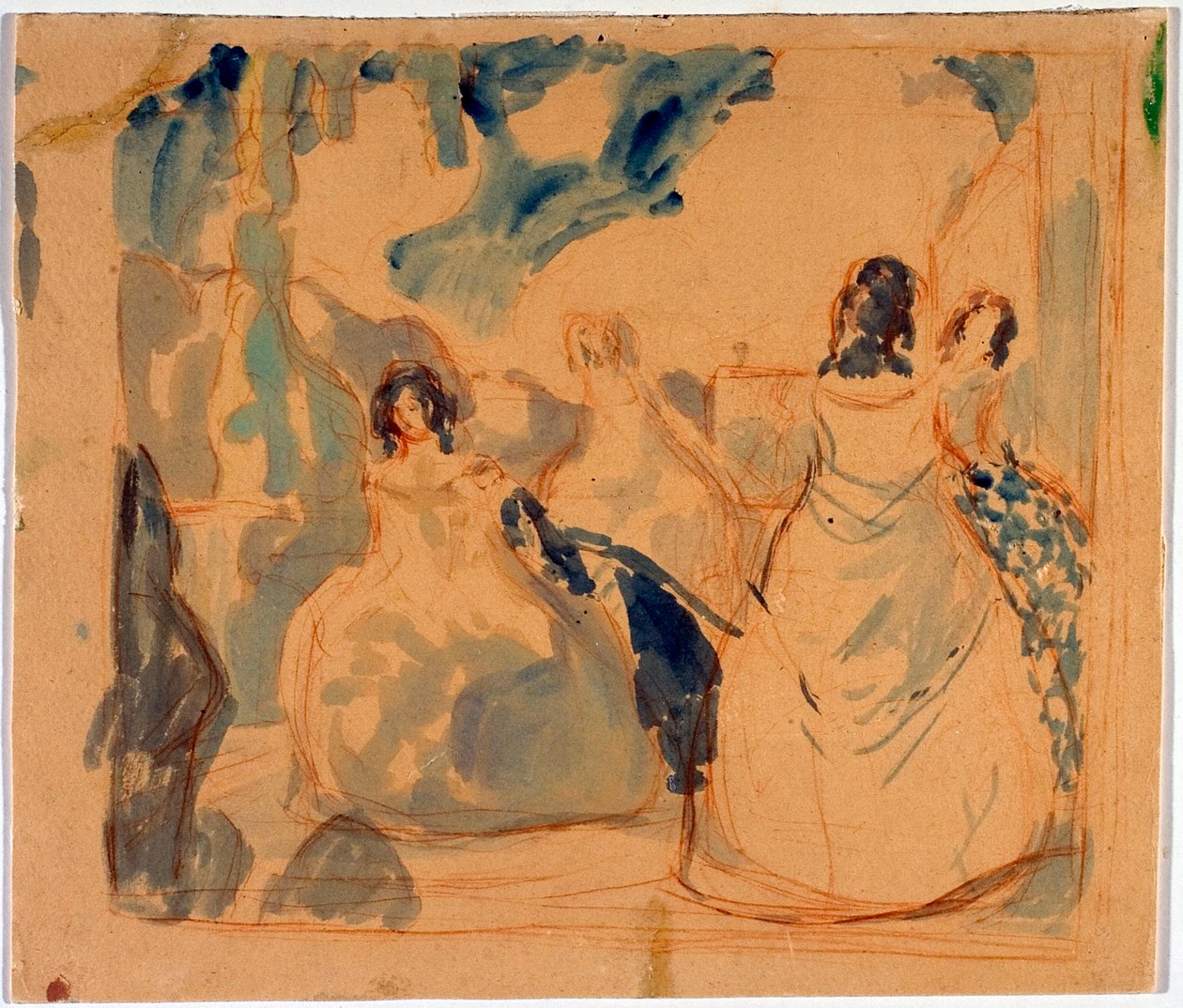 Nuoret naiset terassilla - Viktor (Victor) Elpidiforovich Borisov-Musatov (Borisov Musatov) (1870-1905) työ tekijältä Viktor Elpidiforovich Borisov Musatov