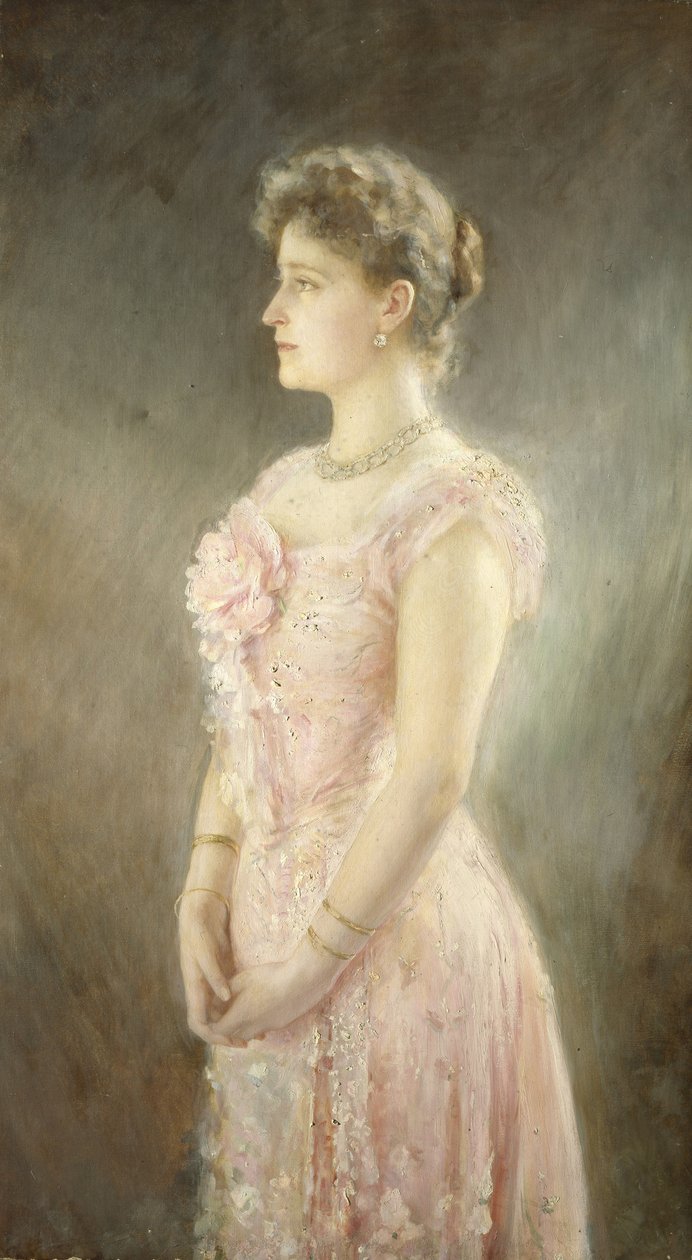 Venäjän keisarinna Aleksandra Fjodorovnan muotokuva 1872-1918, tsaari Nikolai II:n vaimo, 1901 tekijältä Viktor Karlovich Stemberg
