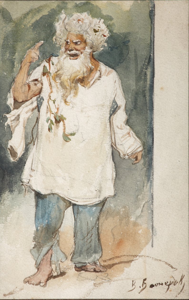 Pukusuunnittelu A. Dargomyzhskyn oopperaan Rusalka tekijältä Viktor Mikhaylovich Vasnetsov