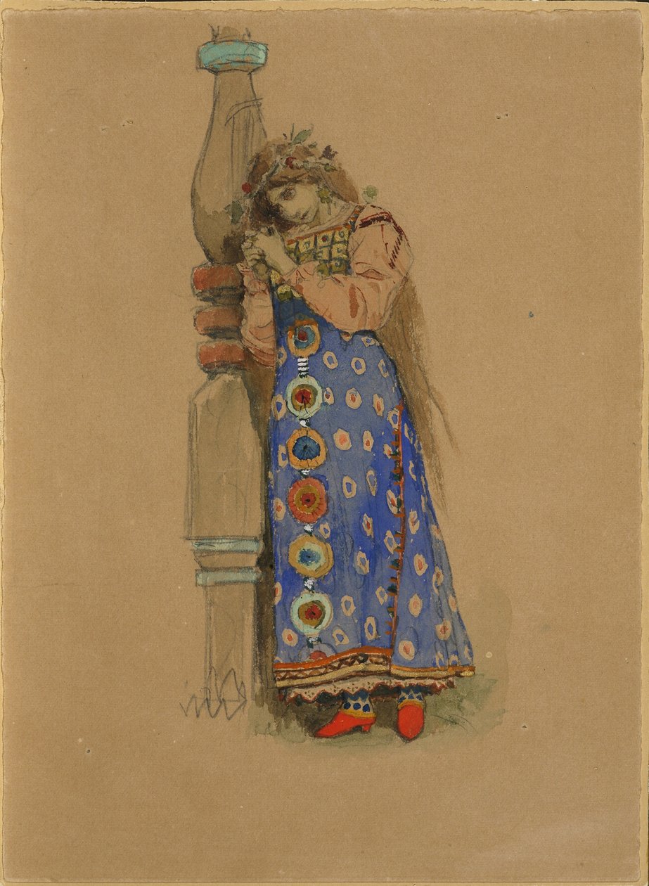 Kupava. Pukusuunnittelu N. Rimski-Korsakovin oopperaan Snow Maiden, 1885 tekijältä Viktor Mikhaylovich Vasnetsov