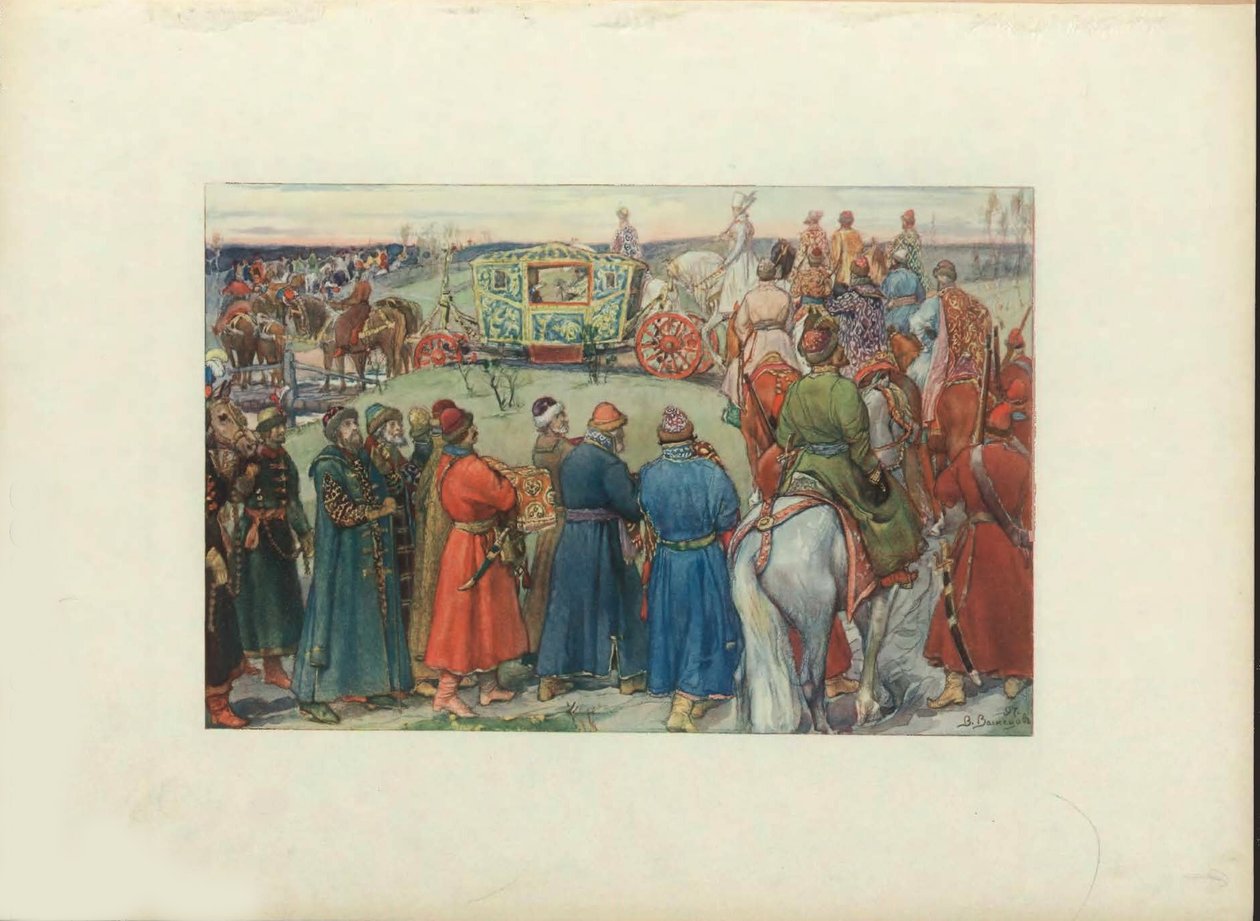 Tsaarit Aleksei Mihailovitš ratsastaa metsästykseen, 1896 tekijältä Viktor Mikhaylovich Vasnetsov