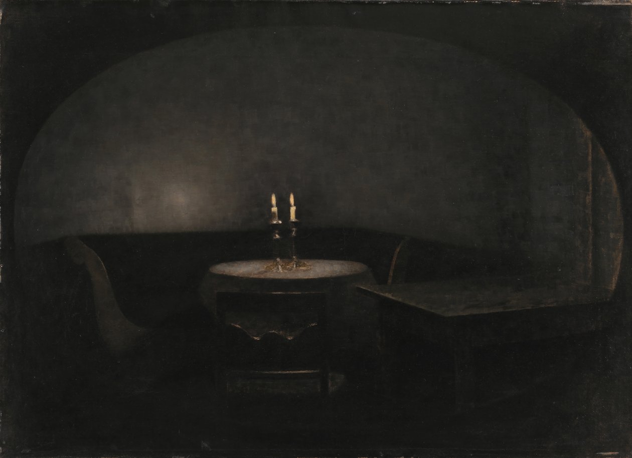 Sisustus. Keinotekoinen kevyt sisustus. Keinotekoinen valo, 1909. tekijältä Vilhelm Hammershøi