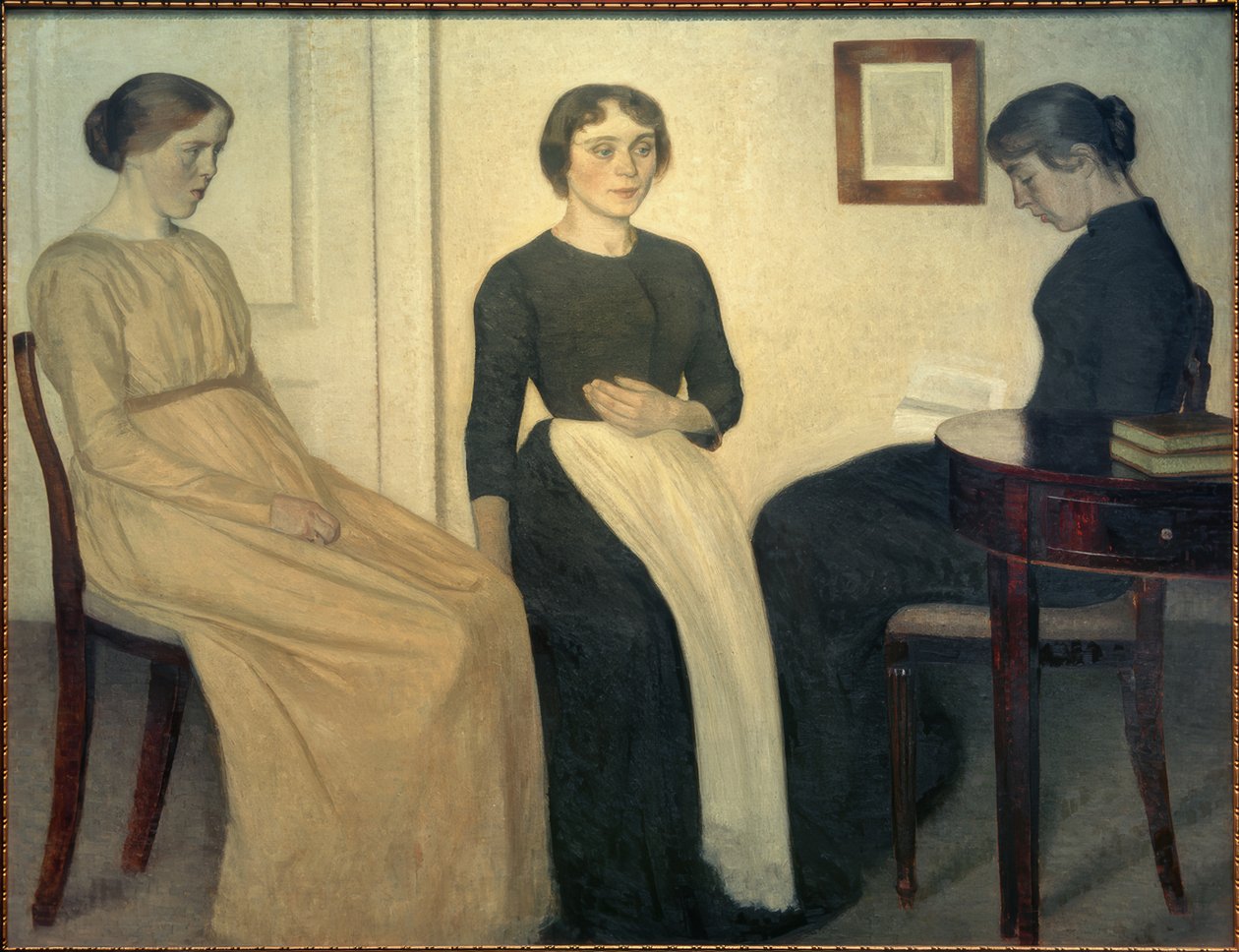 Kolme nuorta naista tekijältä Vilhelm Hammershoi