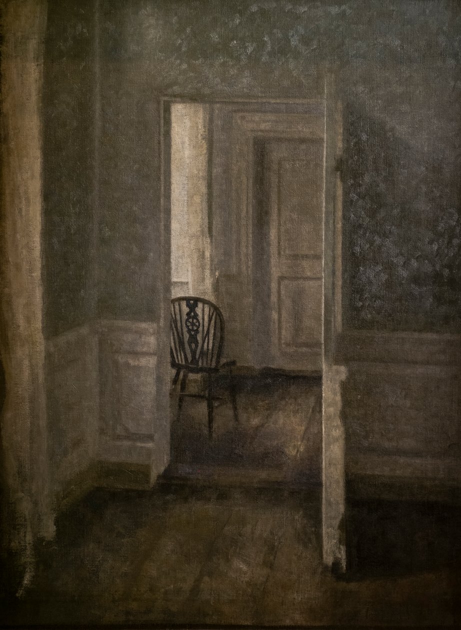 Sisustus Windsor-tuolilla tekijältä Vilhelm Hammershoi