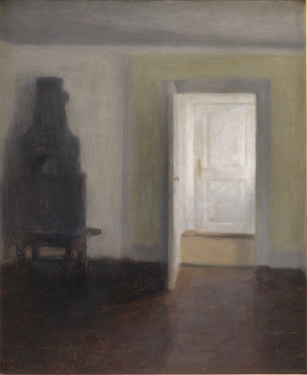 Sisätilat vanhalla uunilla tekijältä Vilhelm Hammershoi