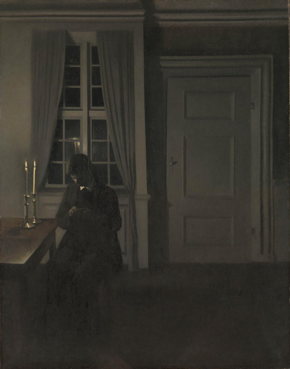 Kolikoiden keräilijä, 1904 tekijältä Vilhelm Hammershoi