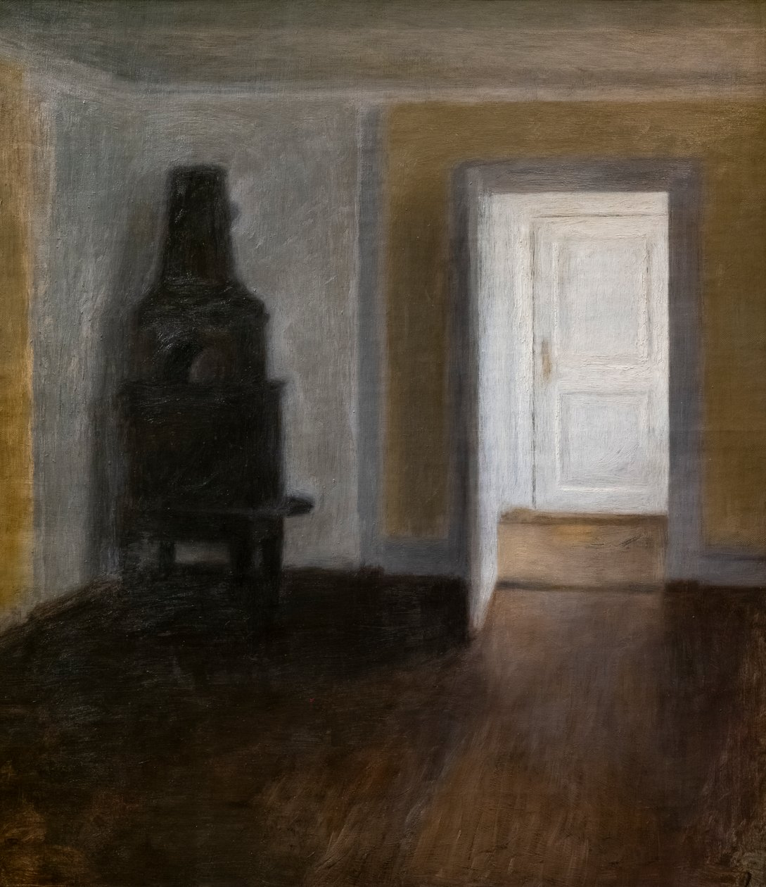 Valkoinen ovi (sisustus vanhalla uunilla) tekijältä Vilhelm Hammershoi