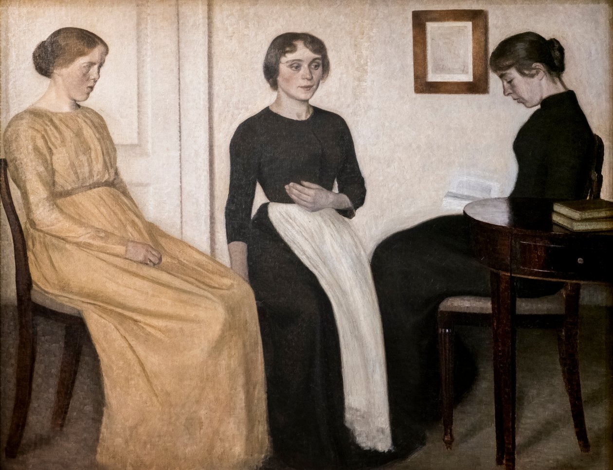 Kolme nuorta naista tekijältä Vilhelm Hammershoi