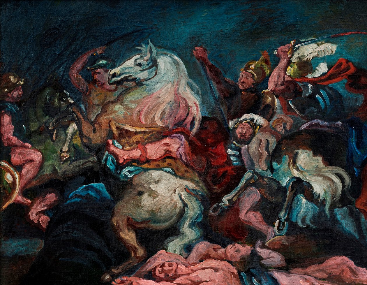 Decius Musin kuolema, noin 1920 (öljy kankaalle). tekijältä Vilhelm Lundstrom