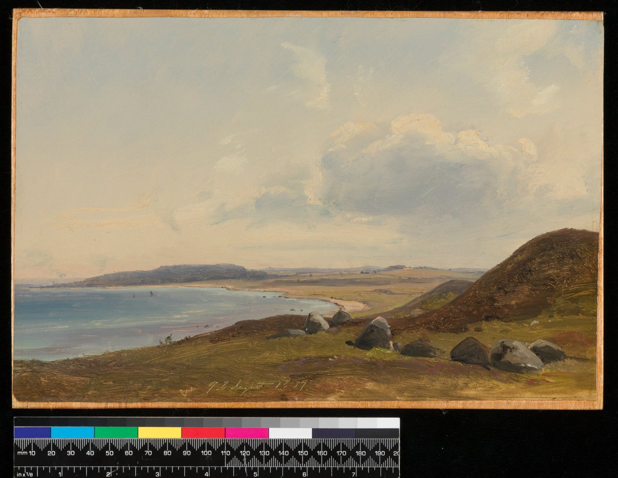 Näkymä Hesbjergiin Hornbaekin kartanolta 1857 (öljy paperille aluksella) tekijältä Vilhelm Peterson