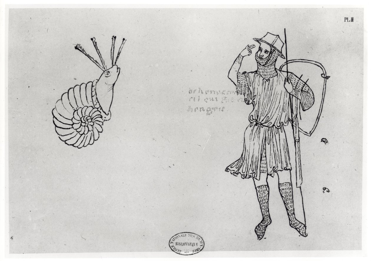Fol.2 Etana ja unkarilainen sotilas (faksikopio) tekijältä Villard de Honnecourt