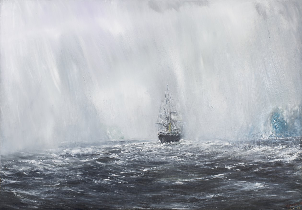 65 astetta, 8 minuuttia etelään.Terra Nova 9. joulukuuta 1910. 2007, (Öljy kankaalle) tekijältä Vincent Alexander Booth