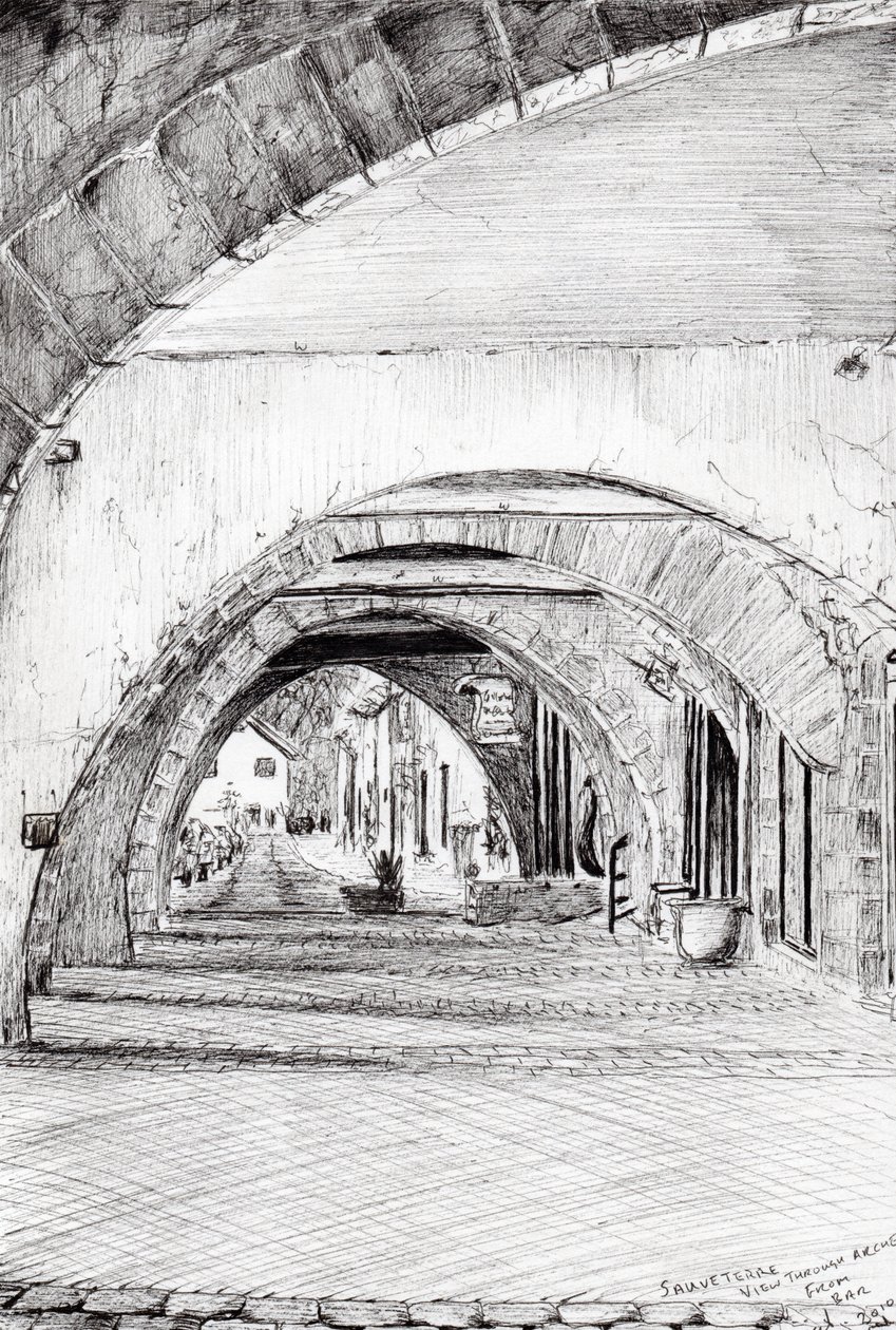 Arches Sauveterre Ranska, 2010, (muste paperille) tekijältä Vincent Alexander Booth