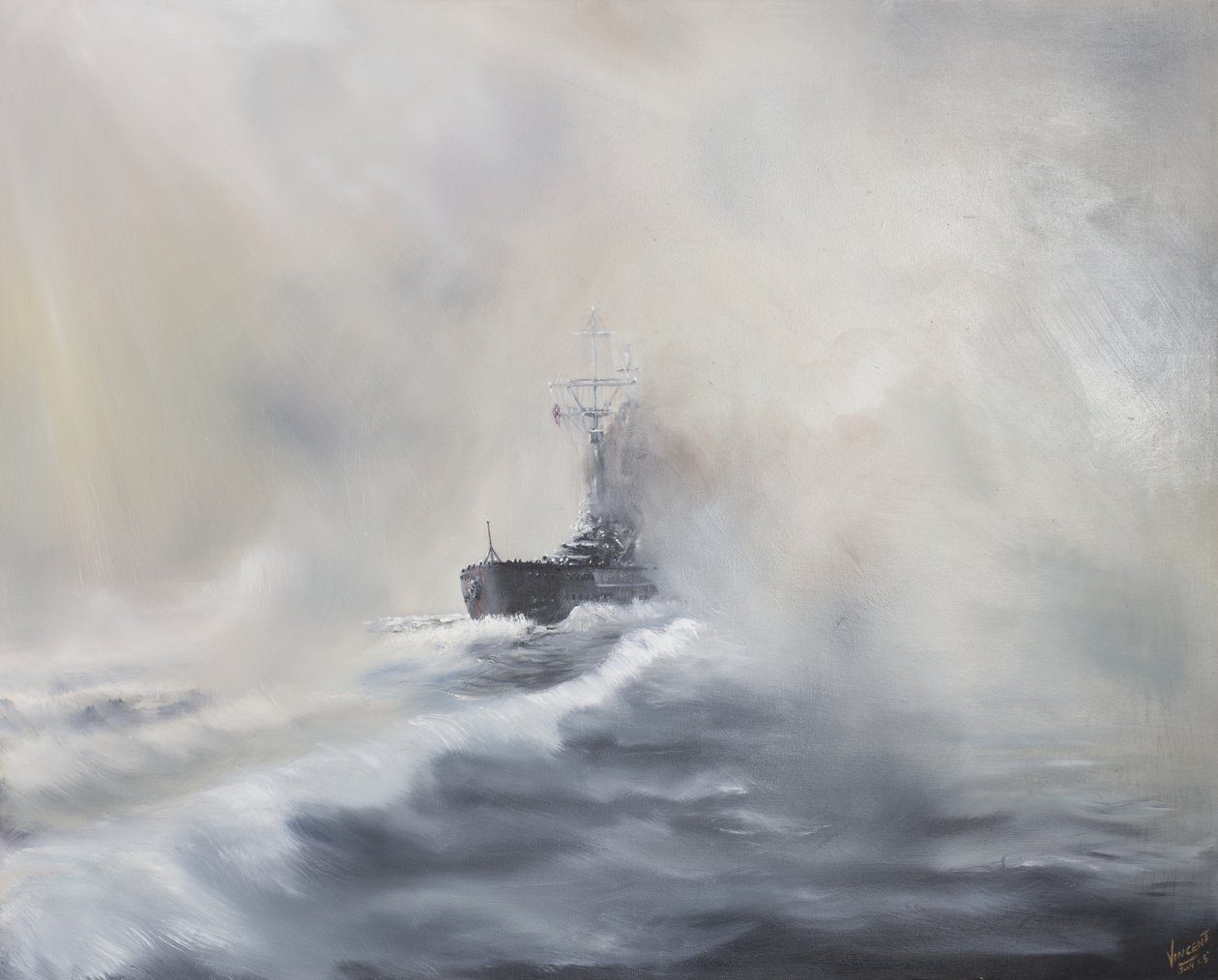Bismarck kiertää houkuttelijoitaan 25. toukokuuta 1941, 2005, (Öljy kankaalle) tekijältä Vincent Alexander Booth