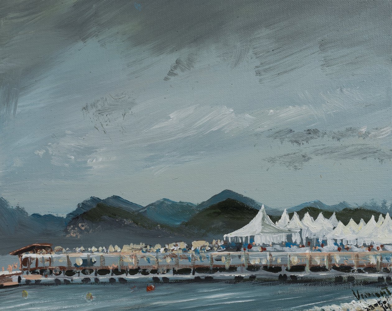 Cannesin elokuvafestivaalin teltat 2014, 2914, (akryyli kankaalle) tekijältä Vincent Alexander Booth