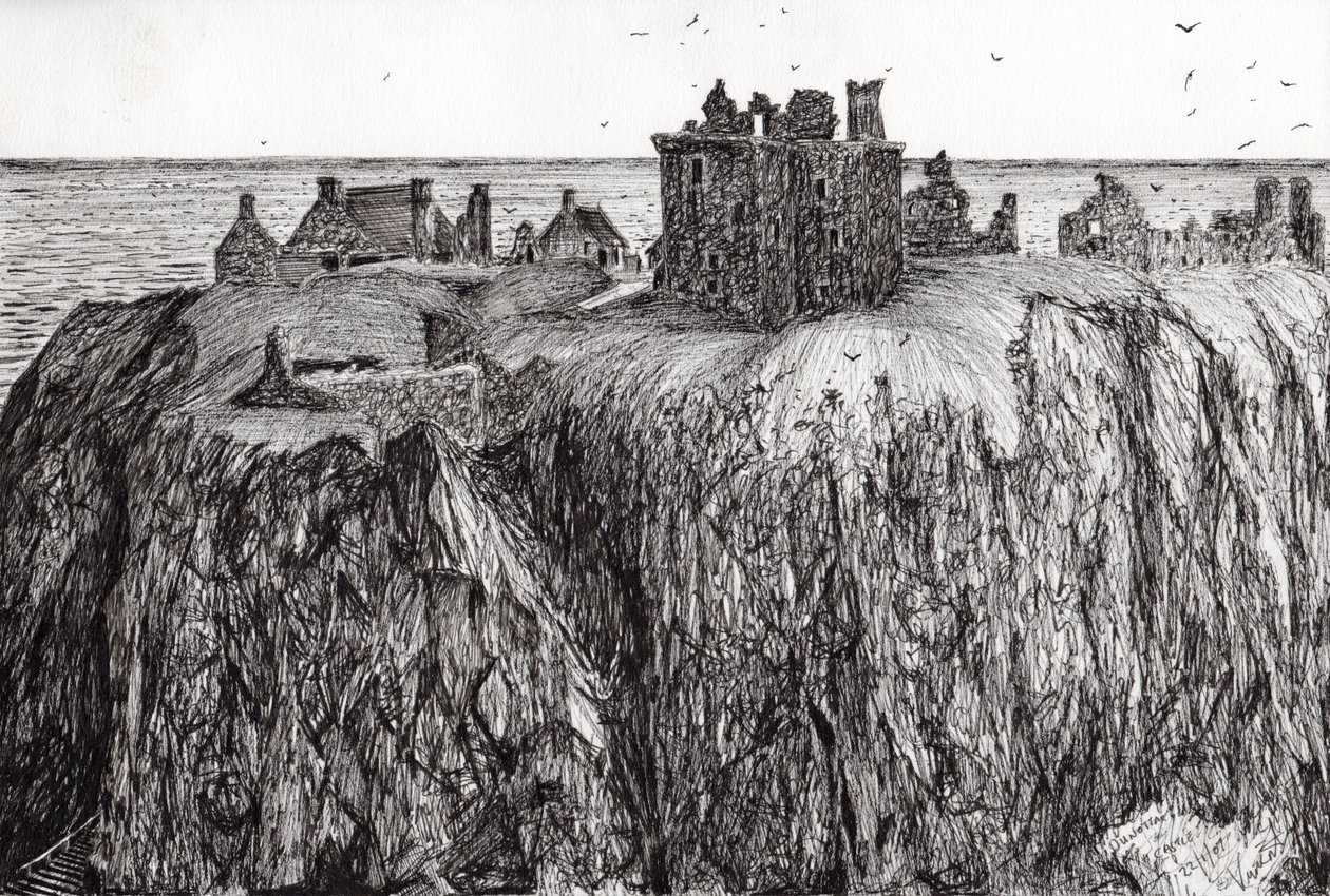 Dunottar Castle, 2007, (tussi paperille) tekijältä Vincent Alexander Booth