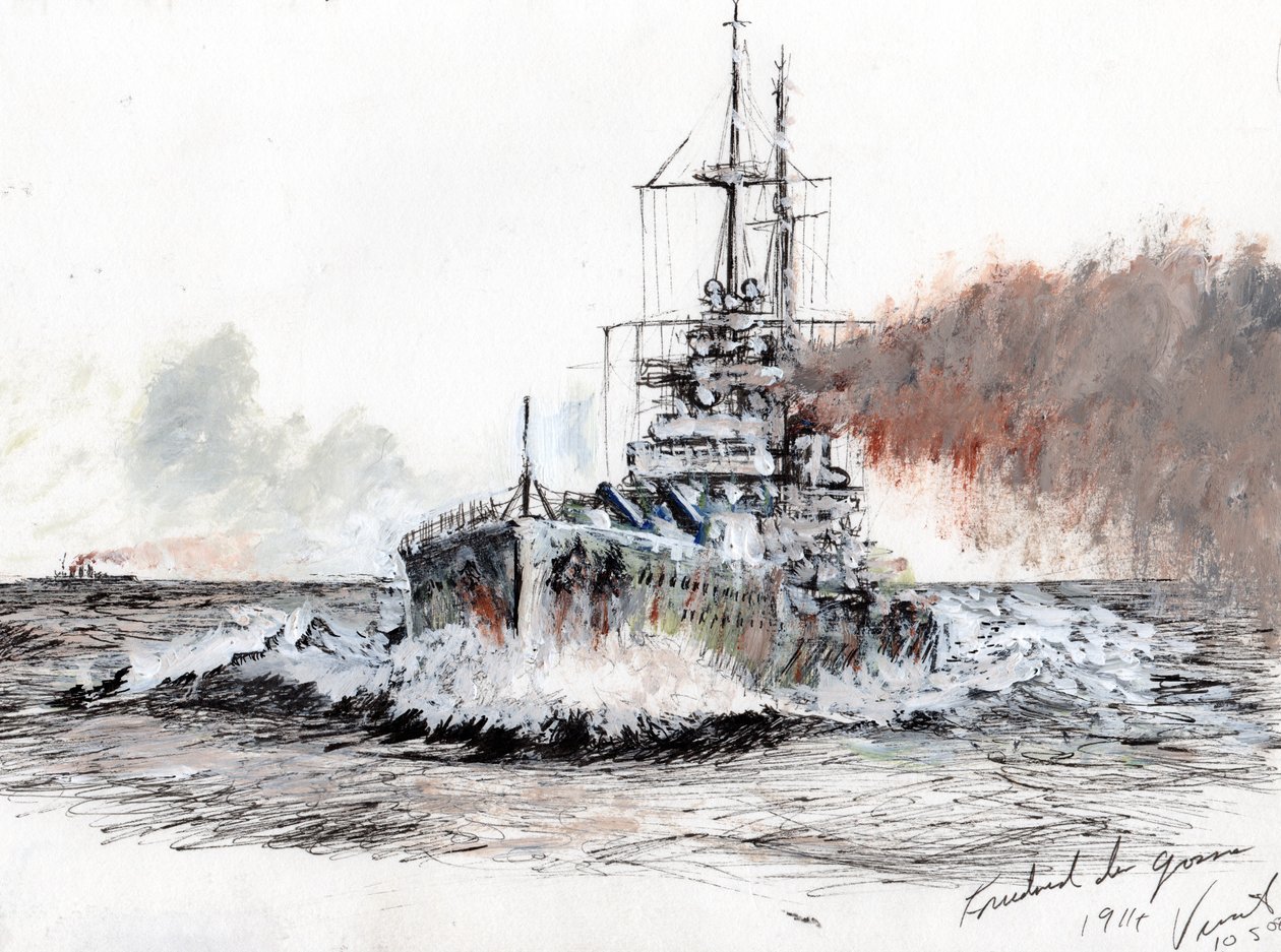 Friedrich der Grosse 1914, 2008, (muste akryyli paperille) tekijältä Vincent Alexander Booth