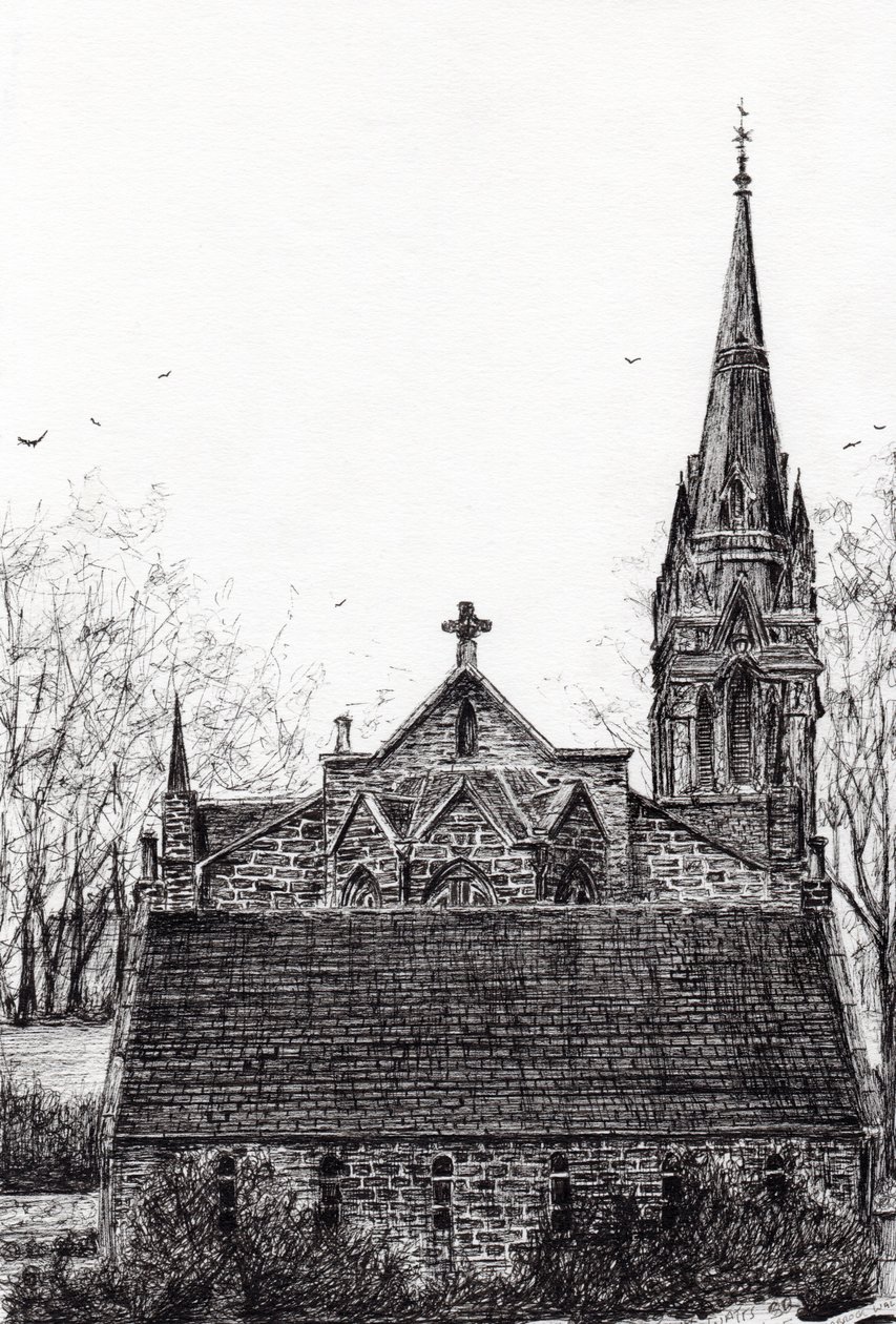 Glenmuick (Ballater) Church, 2007, (tussi paperille) tekijältä Vincent Alexander Booth