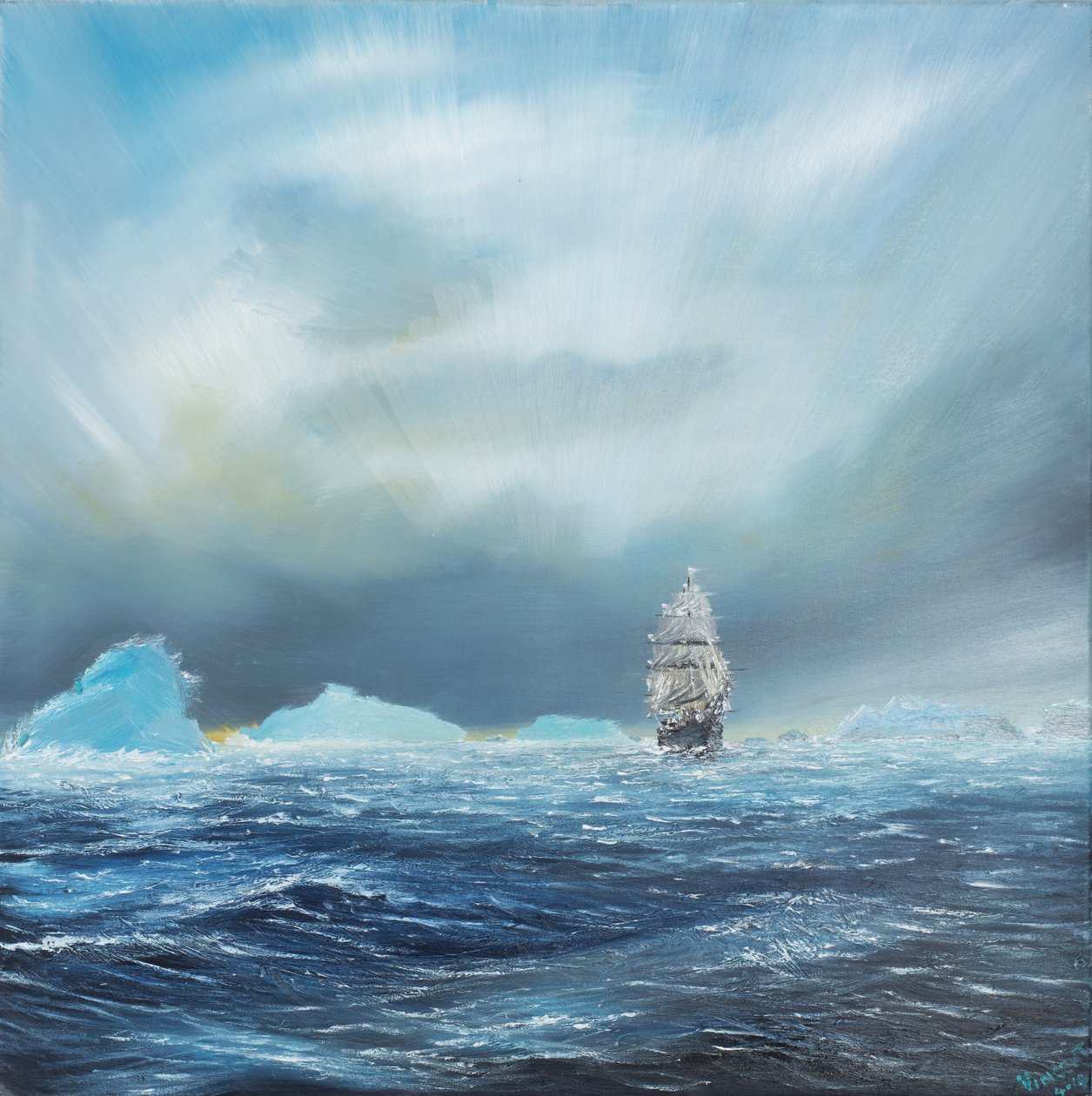 Ice Dominion, Terra Nova ohittaa Ice Burgs, 2014, ( Öljy kankaalle) tekijältä Vincent Alexander Booth