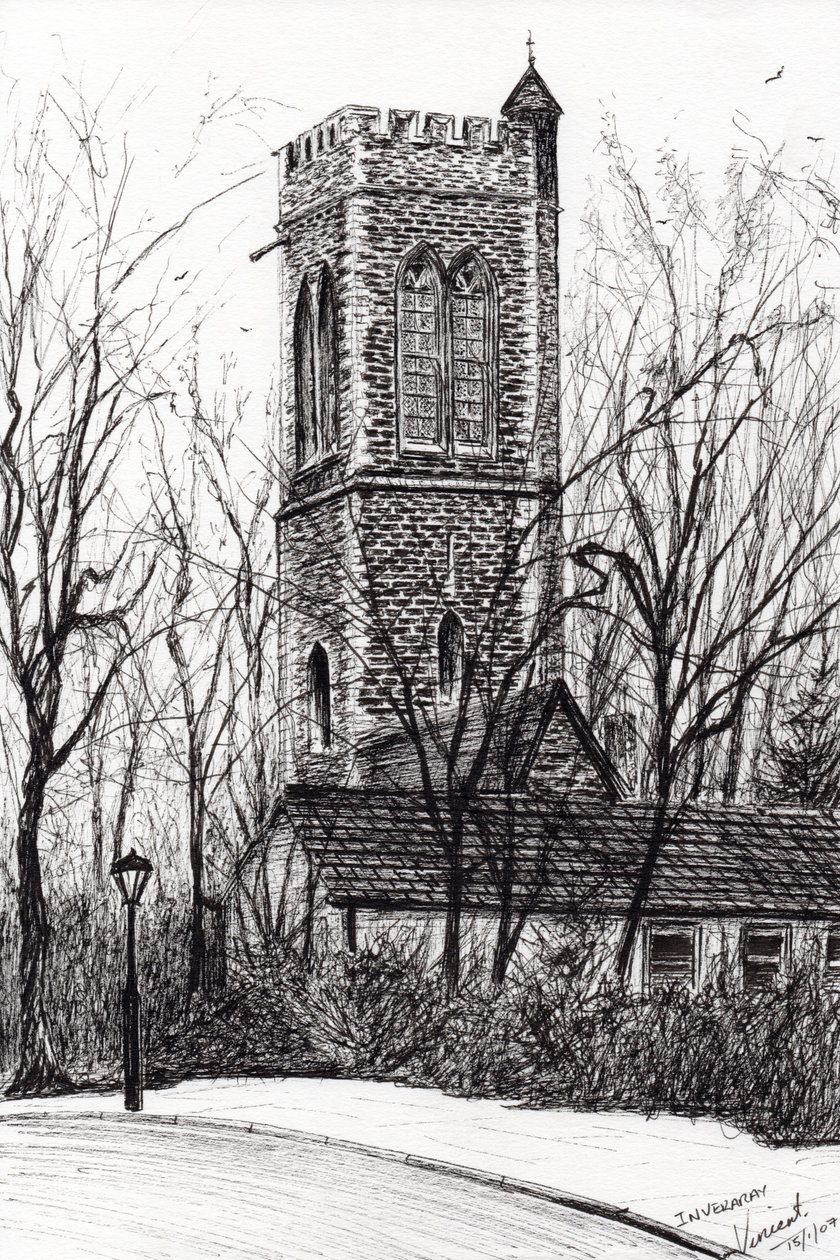 Inveraray Skotlanti, 2007, (muste paperille) tekijältä Vincent Alexander Booth