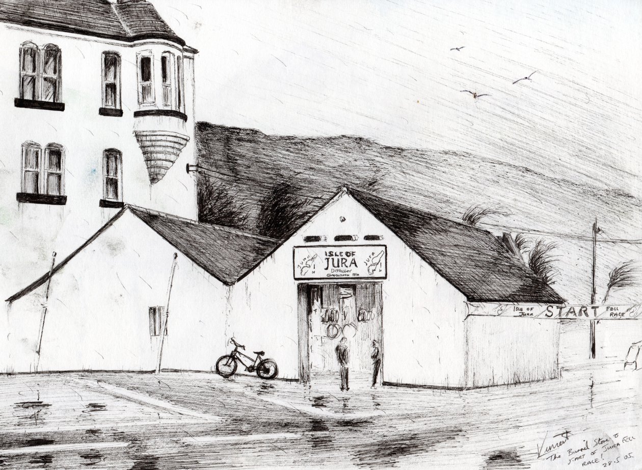 Jura Race -lähtö, 2005, (muste paperille) tekijältä Vincent Alexander Booth