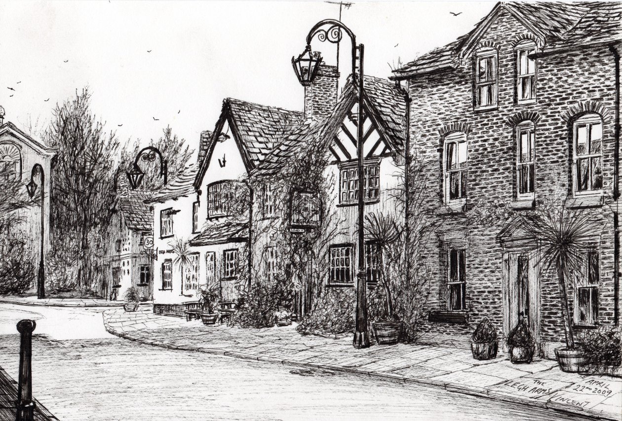 Legh Arms Prestbury, 2009, (muste paperille) tekijältä Vincent Alexander Booth