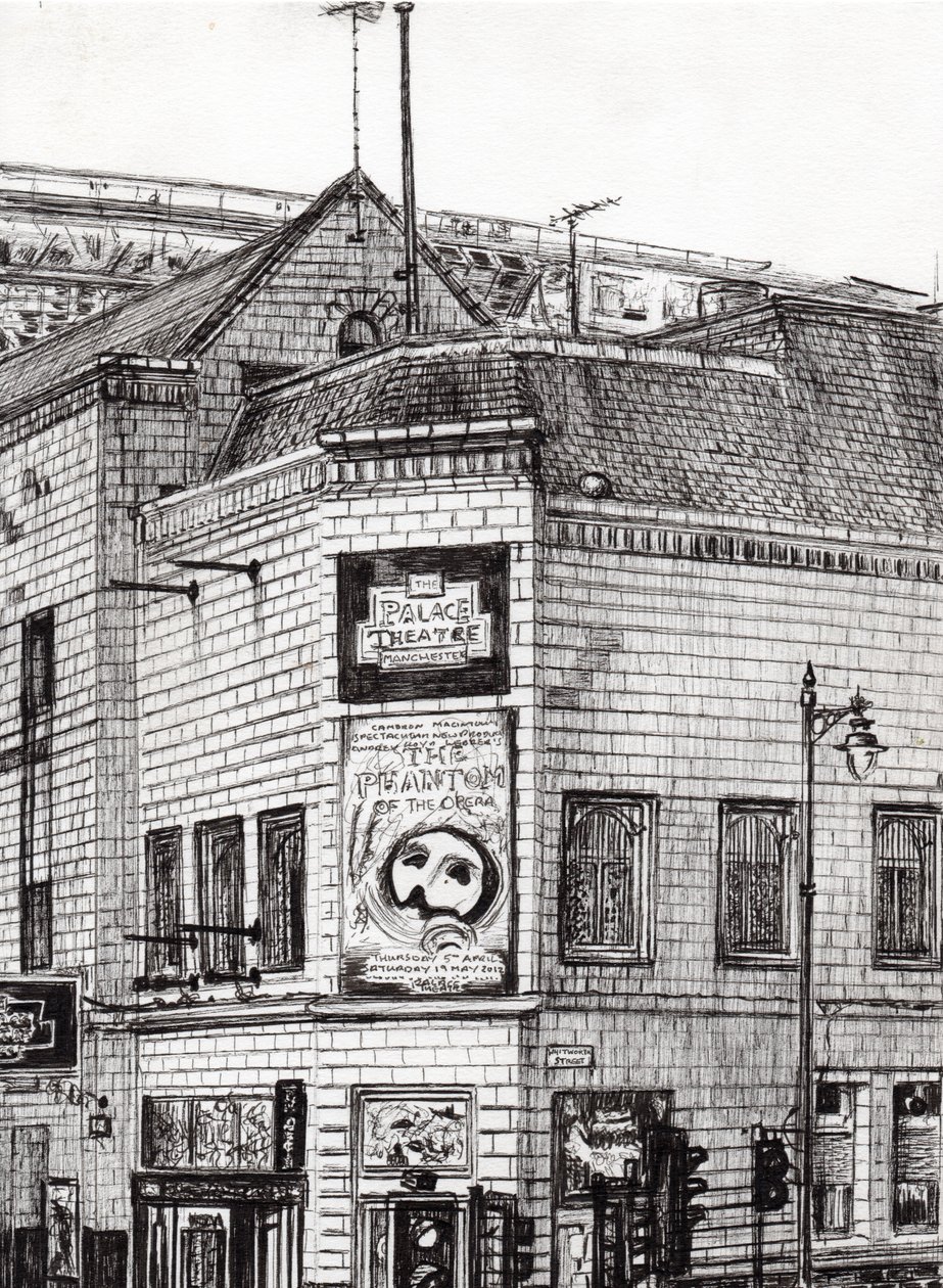 Palace Theatre Manchester, 2013, (muste paperille) tekijältä Vincent Alexander Booth