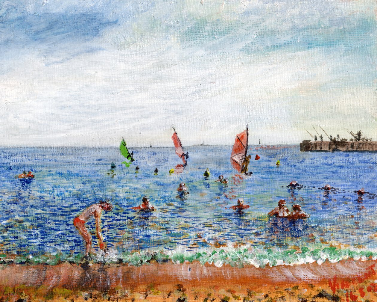 Poblenou Beach Barcelona, 2002, (akryyli kankaalle) tekijältä Vincent Alexander Booth