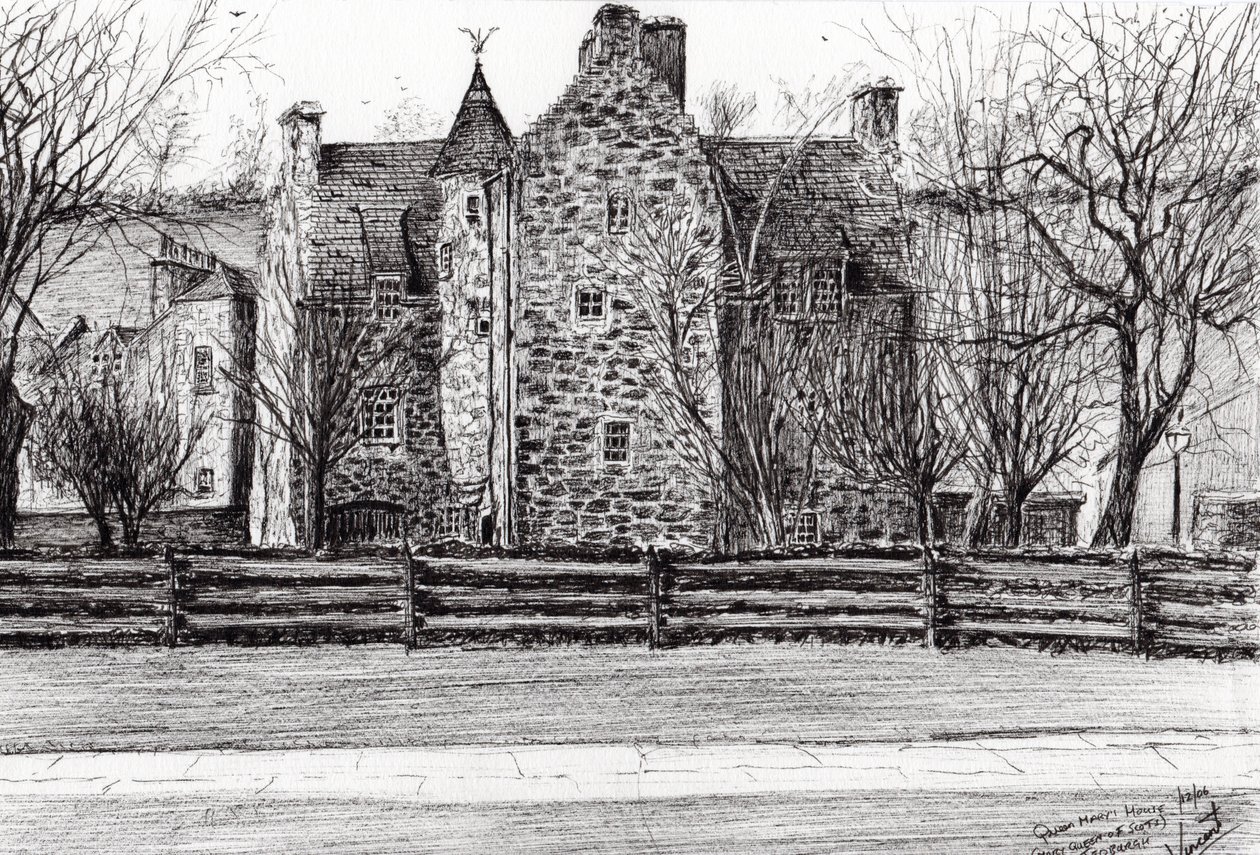 Queen Marys house Jedburgh, 2006, (tussi paperille) tekijältä Vincent Alexander Booth