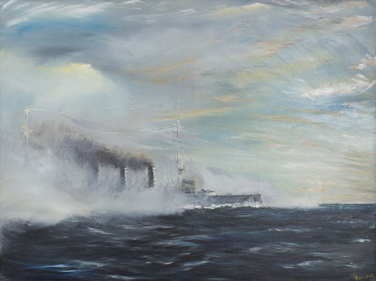 SMS Emden "Idän joutsen" 1914, 2011, (Öljy kankaalle) tekijältä Vincent Alexander Booth