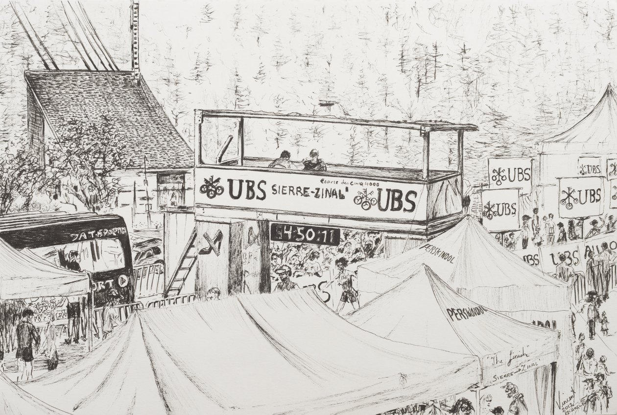 Sierre - Zinal Mountain Race, maaliin 2012. (Muste paperille) tekijältä Vincent Alexander Booth