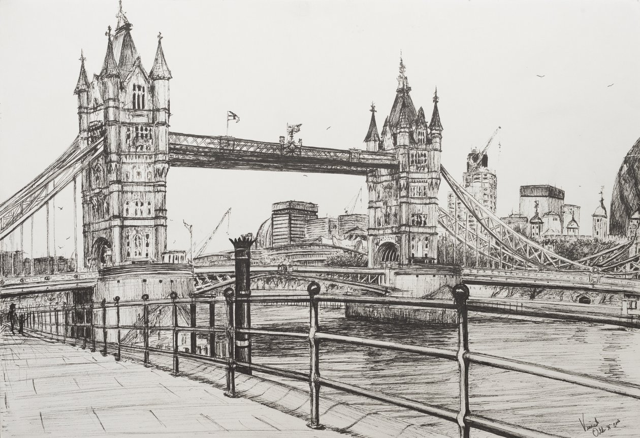 Tower Bridge London, 2006, (muste paperille) tekijältä Vincent Alexander Booth