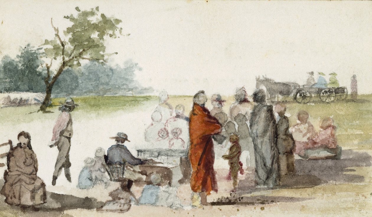 The Organist, 1869-71 (wc paperille) tekijältä Vincent Colyer