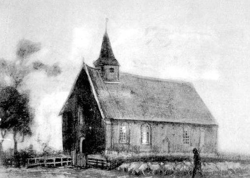 Kerk van Zweeloo avasi oven Vincent van Goghilta tekijältä Vincent van Gogh