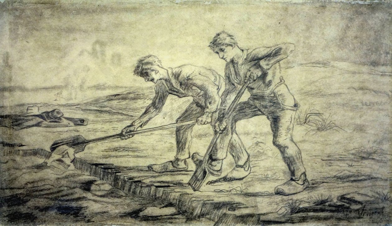 Les bêcheurs à la maison Van Gogh de Cuesmes tekijältä Vincent van Gogh