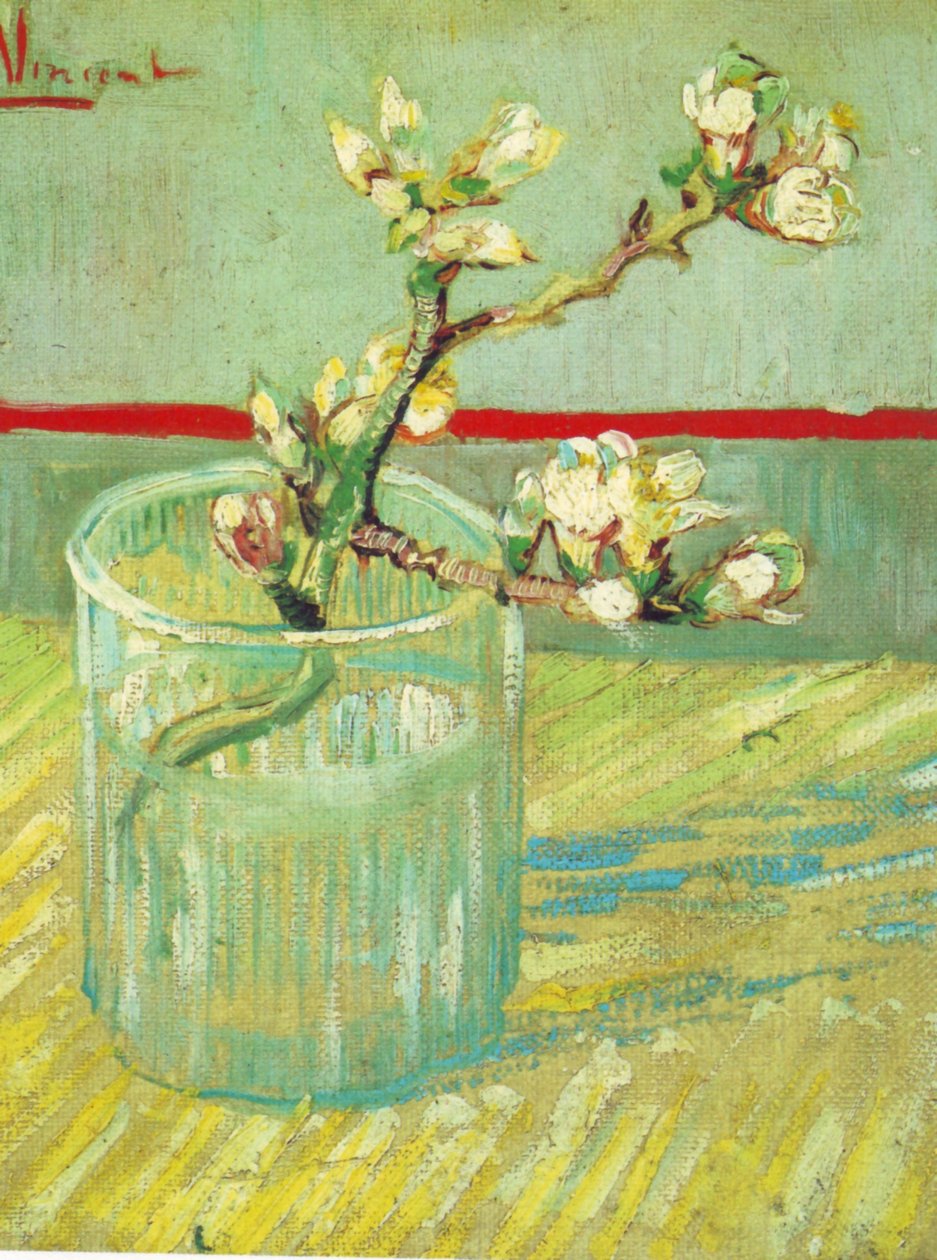 Kukkiva mantelihaara lasissa tekijältä Vincent van Gogh